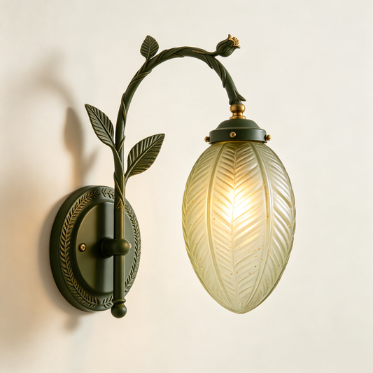Green Leaf Branch Wall Sconce