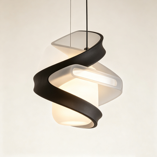 Black Spiral Sculptural LED Pendant Light