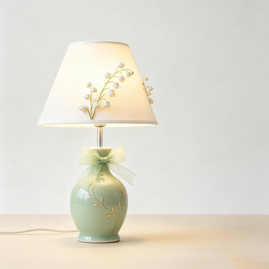 Sage Green Lily of the Valley Table Lamp