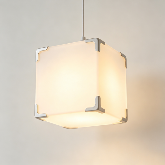 Frosted Cube Corner Guard Pendant Light