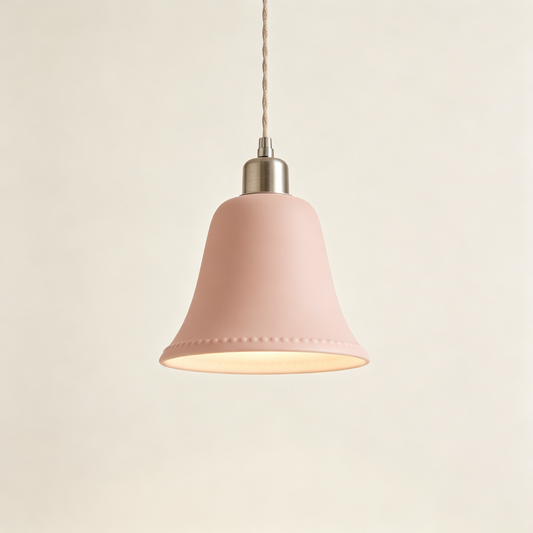 Pink Bell Bead Trim Pendant Light