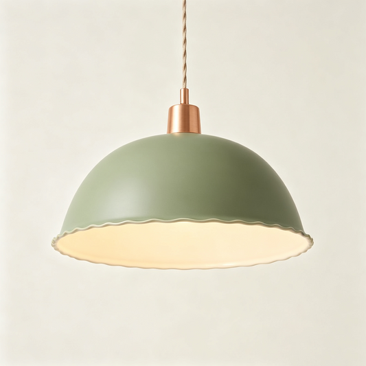 Sage Green Scallop Dome Pendant Light