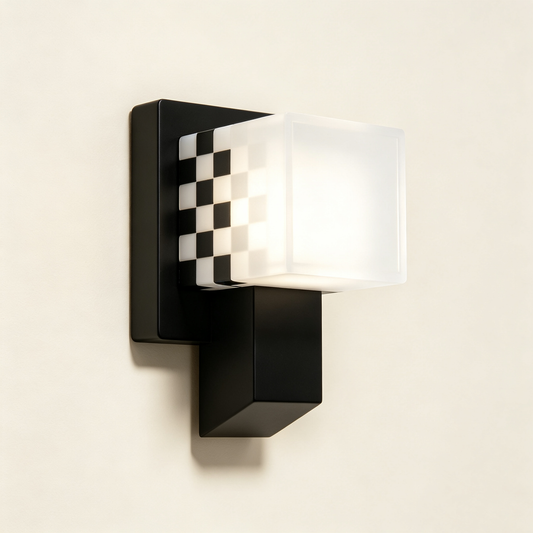 Black Checkered Square Wall Sconce