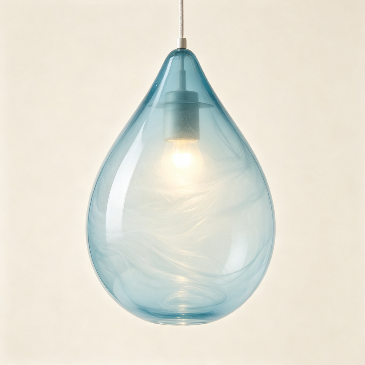 Blue Teardrop Swirl Glass Pendant Light