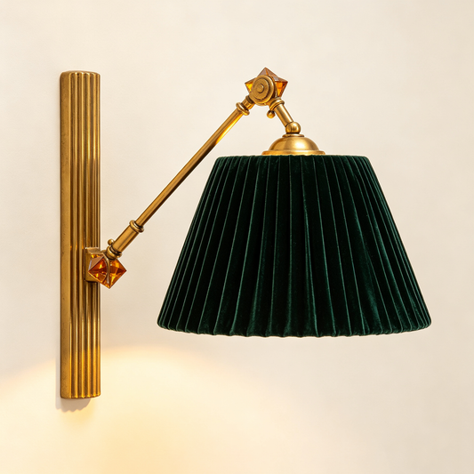 Emerald Green Velvet Brass Wall Sconce