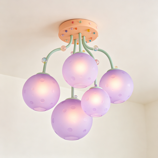 Purple Polka Dot Kids Ceiling Light