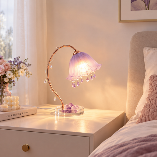 Purple Amethyst Crystal Arc Table Lamp