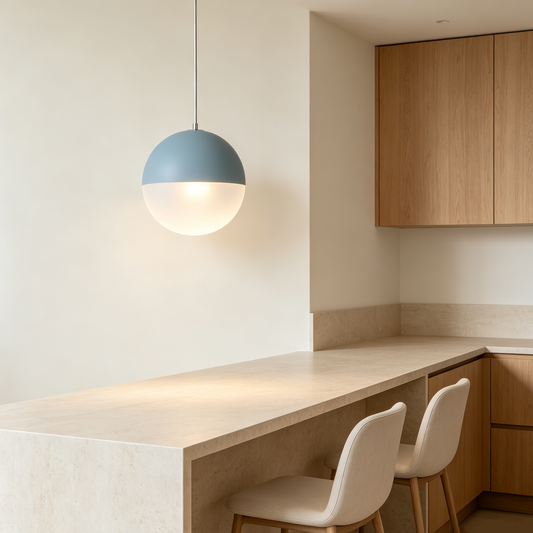 Dusty Blue Half Sphere Pendant Light