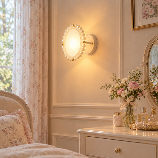 Cream Pearl Ring Wall Sconce