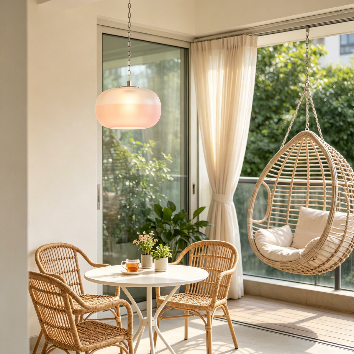 Pink Gradient Pumpkin Glass Pendant Light