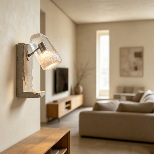 Concrete Crystal Block Wall Sconce