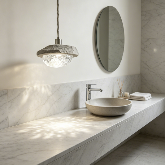 Concrete Rock Crystal Pendant Light