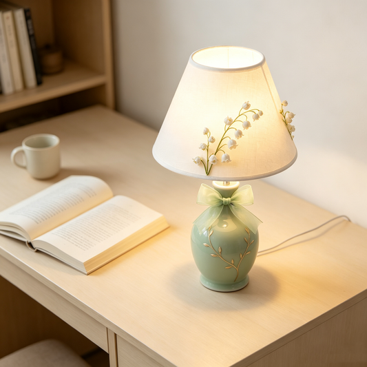 Sage Green Lily of the Valley Table Lamp