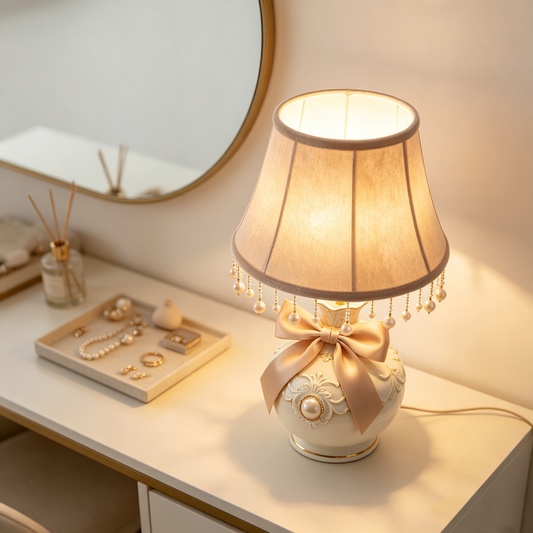 Champagne Pearl Bow Table Lamp
