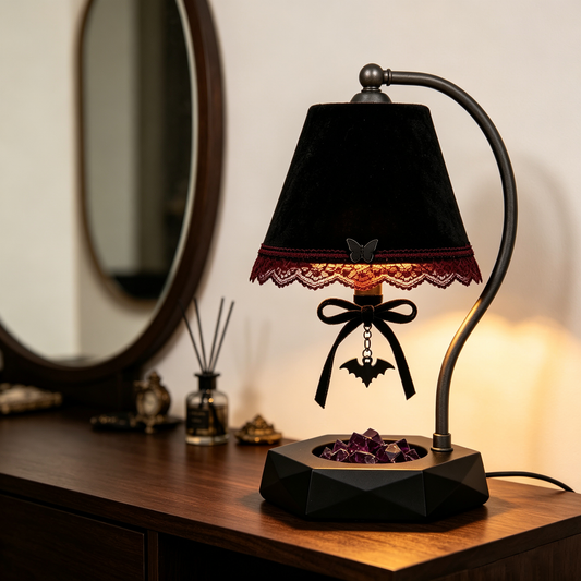 Gothic Bat Amethyst Arc Table Lamp