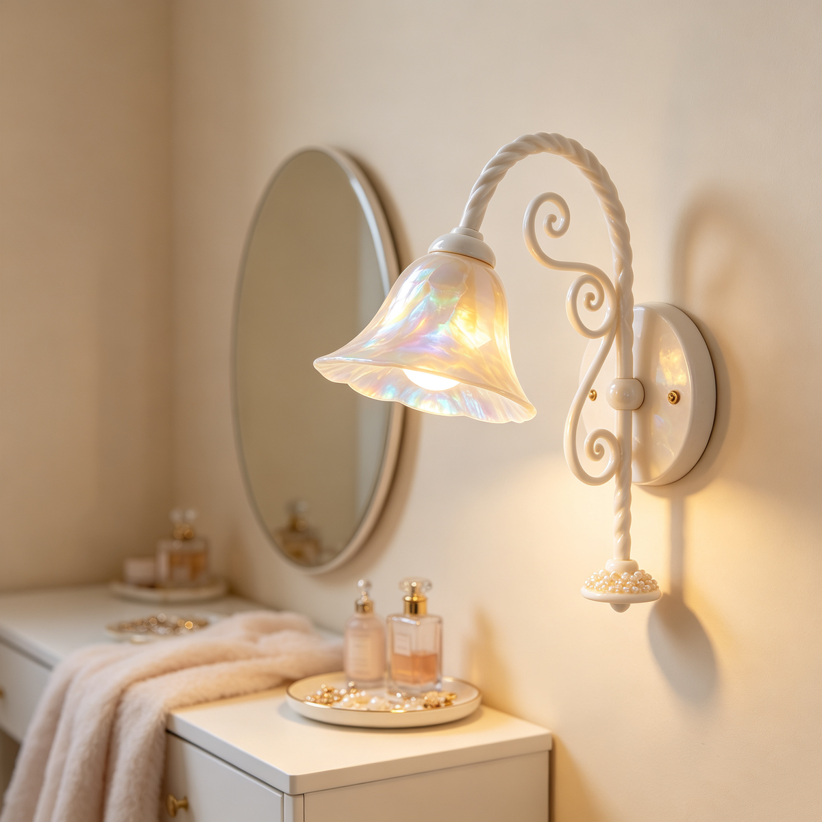 Ivory Shell Scroll Wall Sconce