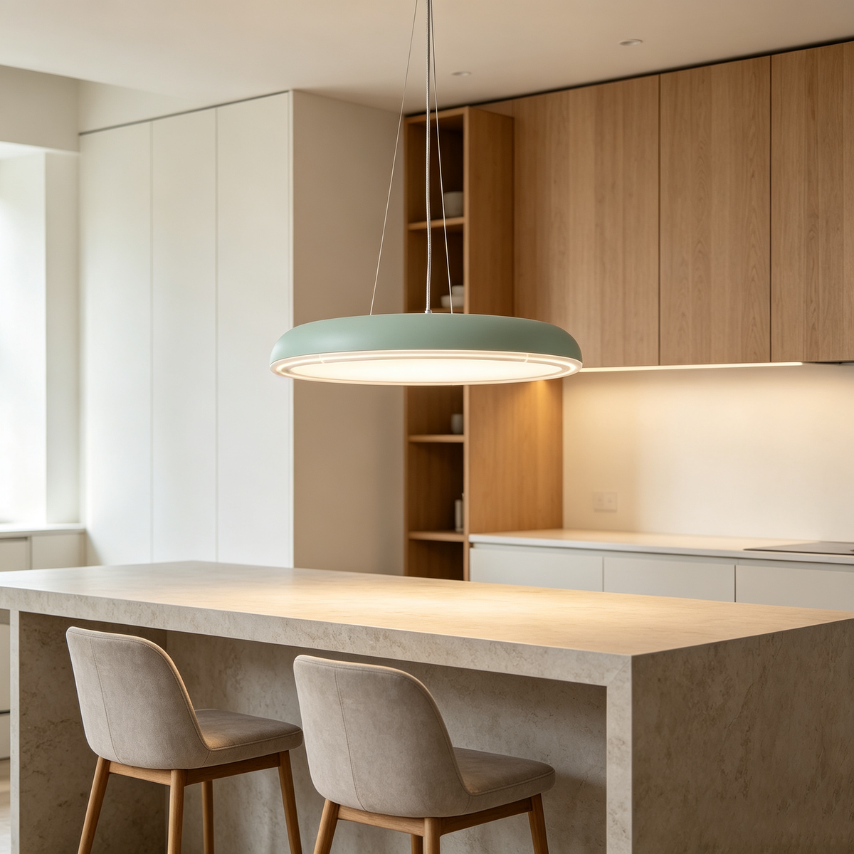 Sage Green LED Ring Pendant Light