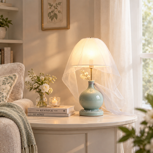 Celadon Bridal Tulle Veil Table Lamp