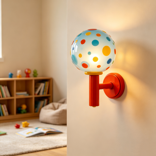 Colorful Polka Dot Kids Wall Sconce