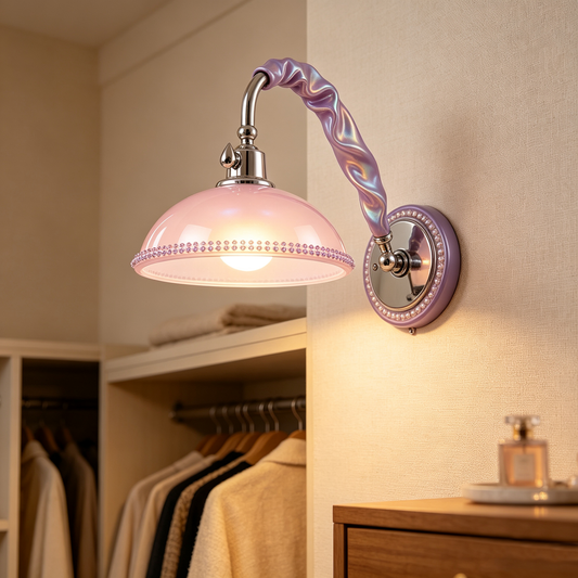 Lavender Iridescent Pink Dome Wall Sconce