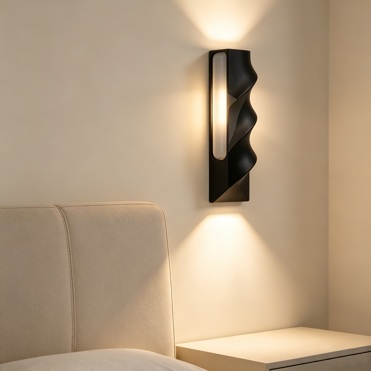 Black Wavy LED Wall Sconce