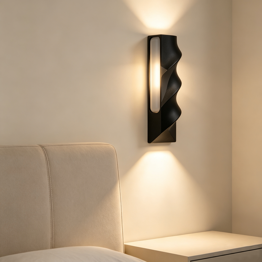 Black Wavy LED Wall Sconce