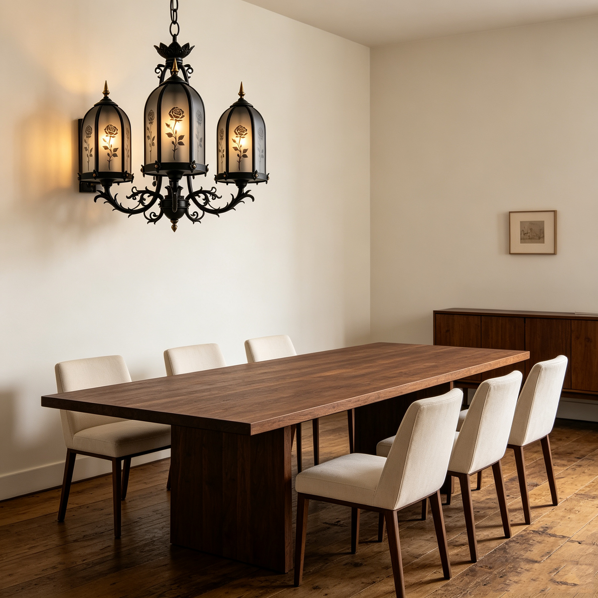 Gothic Black Rose Lantern Chandelier