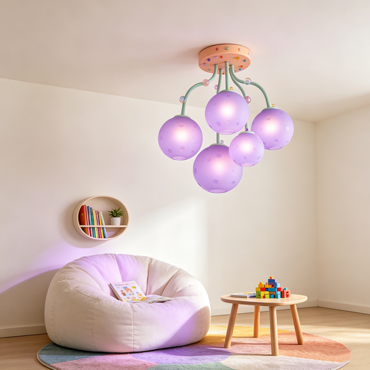Purple Polka Dot Kids Ceiling Light