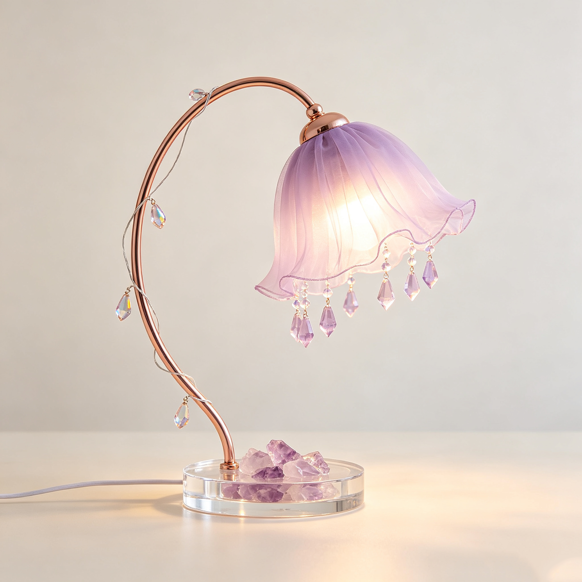 Purple Amethyst Crystal Arc Table Lamp