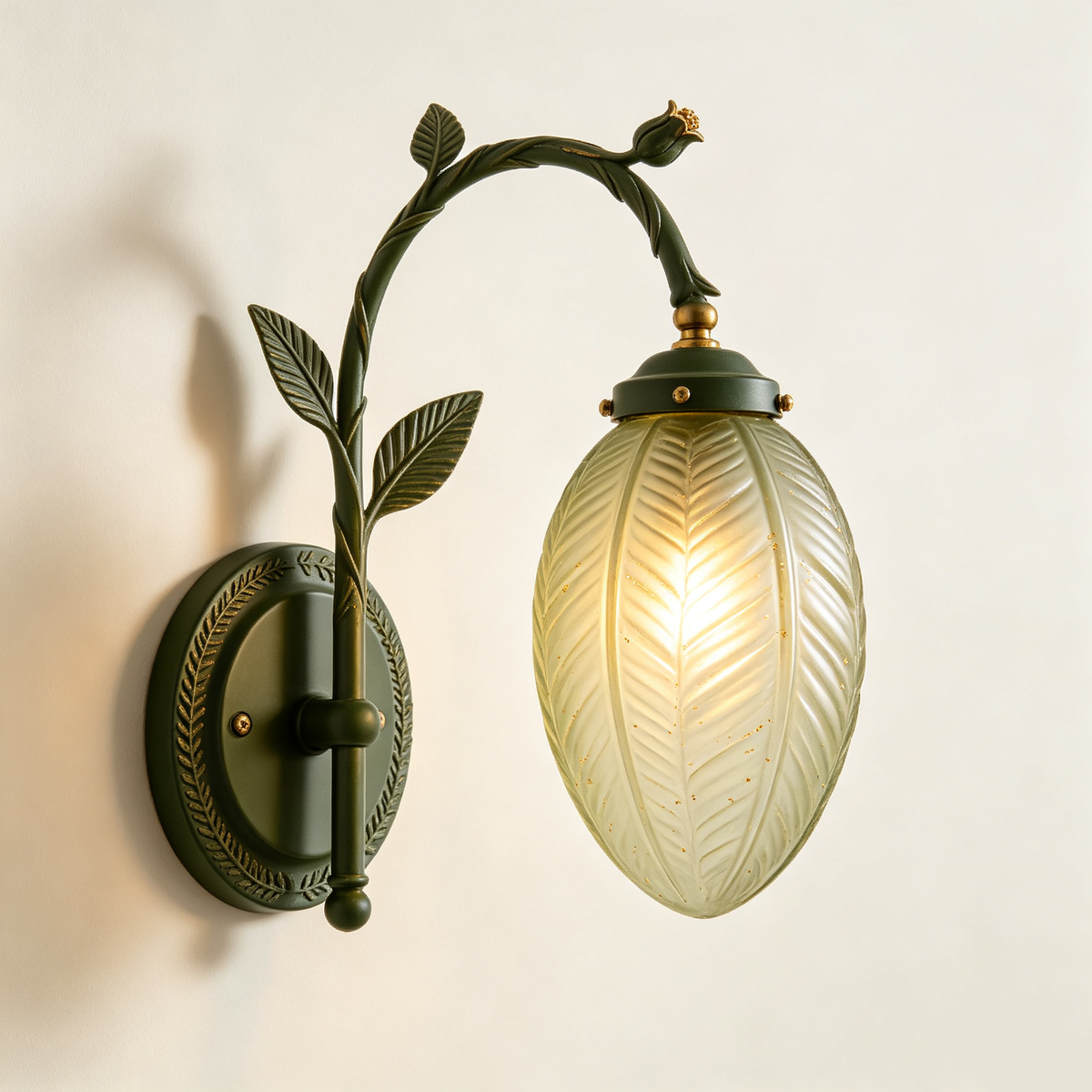 Green Leaf Branch Wall Sconce