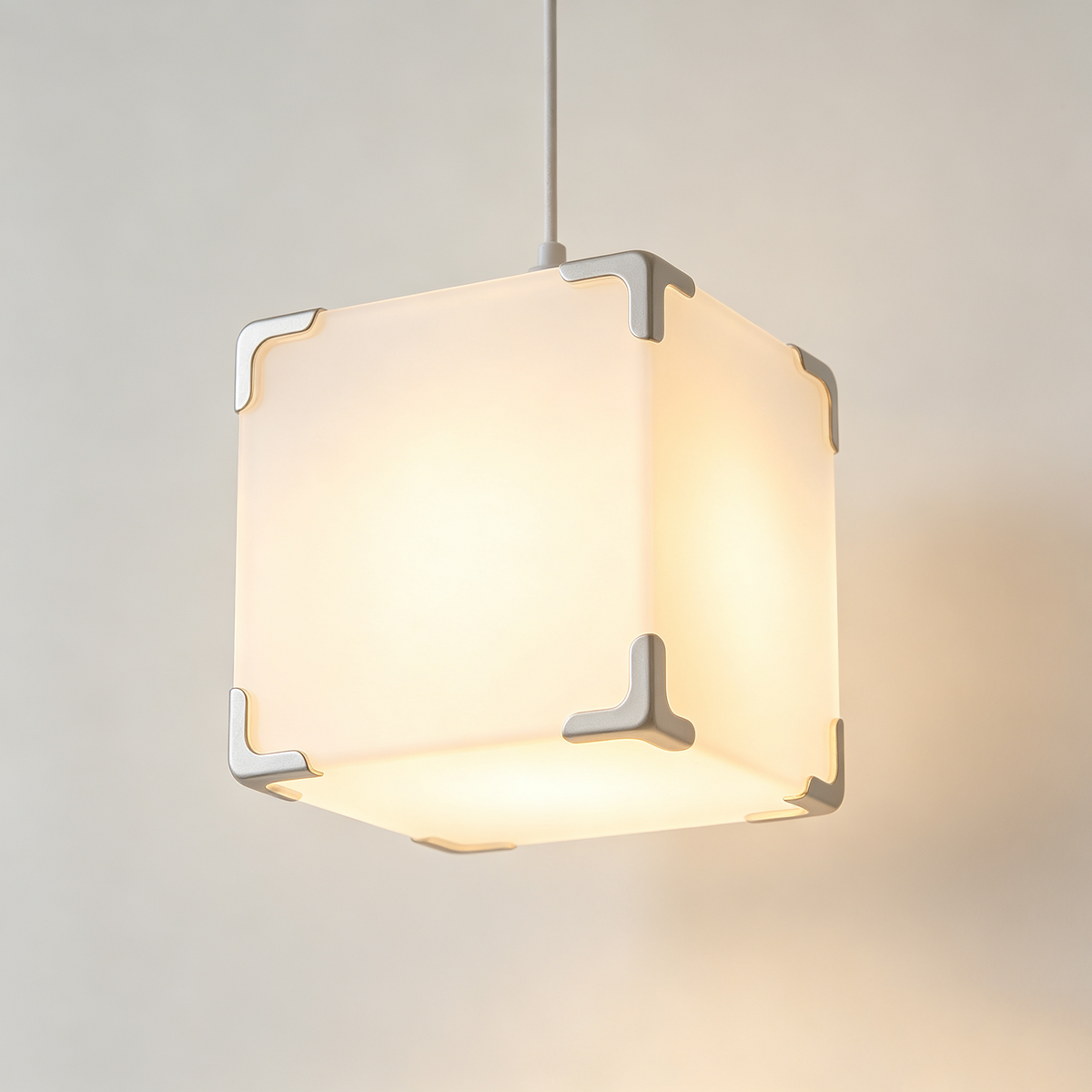 Frosted Cube Corner Guard Pendant Light