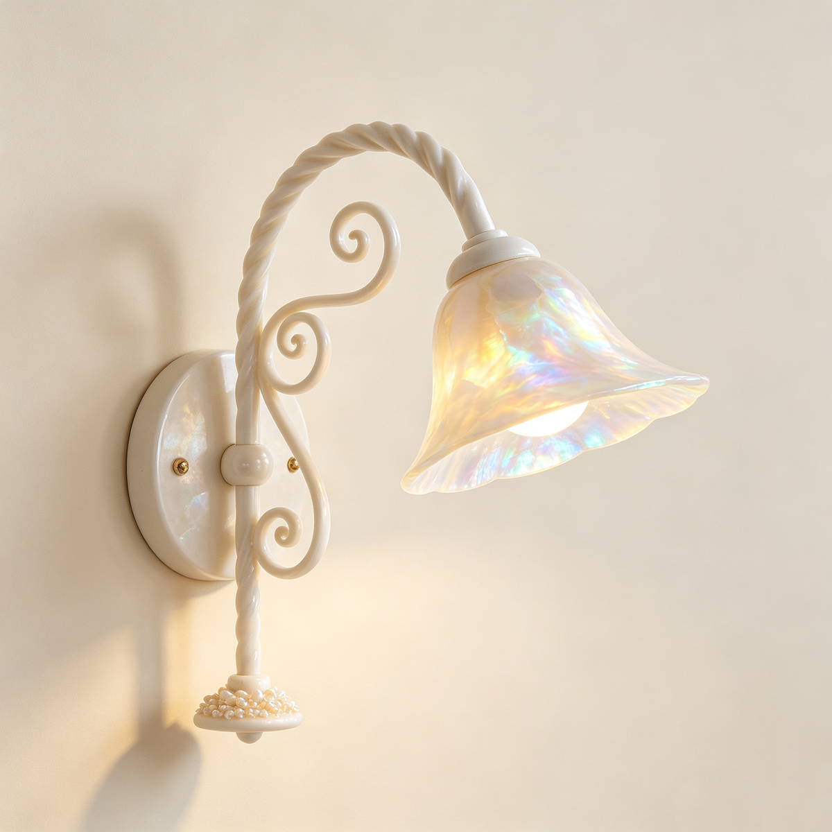 Ivory Shell Scroll Wall Sconce