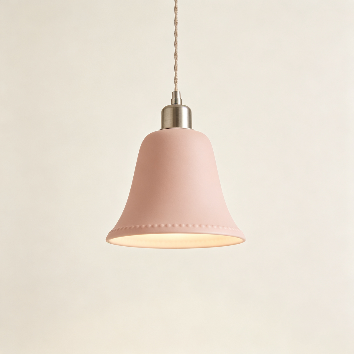 Pink Bell Bead Trim Pendant Light