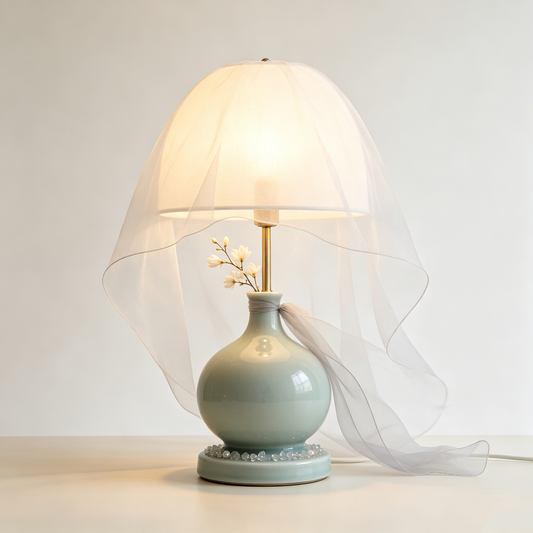 Celadon Bridal Tulle Veil Table Lamp