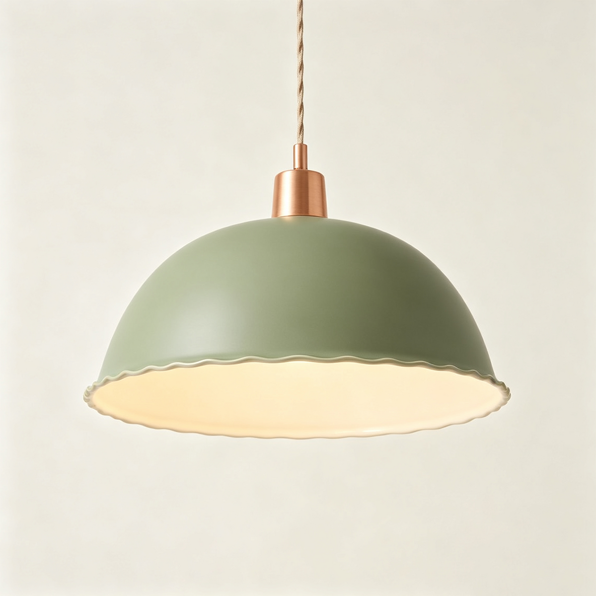 Sage Green Scallop Dome Pendant Light