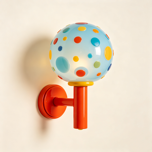 Colorful Polka Dot Kids Wall Sconce