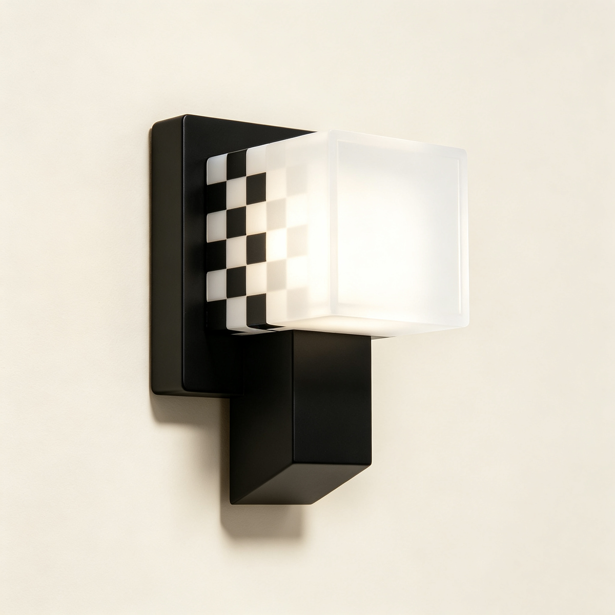 Black Checkered Square Wall Sconce