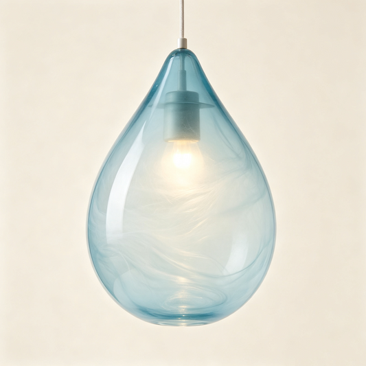 Blue Teardrop Swirl Glass Pendant Light