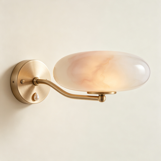 Gold Oval Marble Glass Wall Sconce