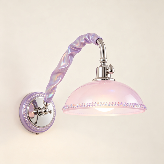 Lavender Iridescent Pink Dome Wall Sconce