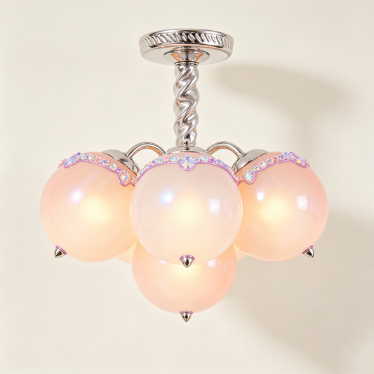 Pink Opal Ball Girly Ceiling Chandelier