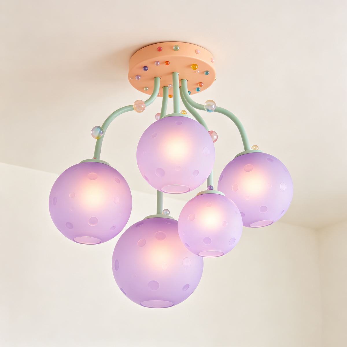 Purple Polka Dot Kids Ceiling Light