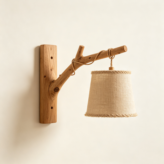 Wood Branch Burlap Wall Sconce
